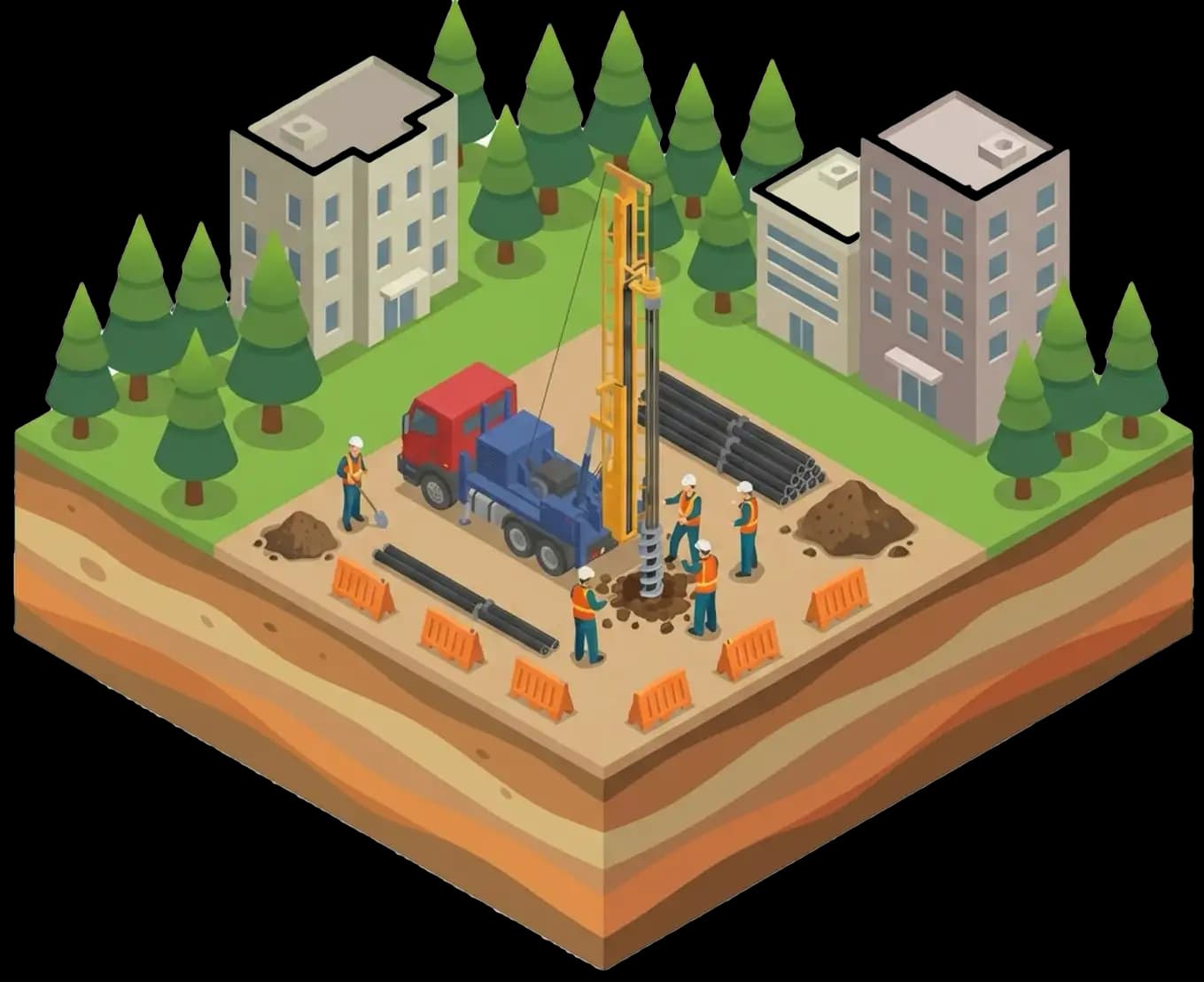 Vŕtanie studní na stavenisku