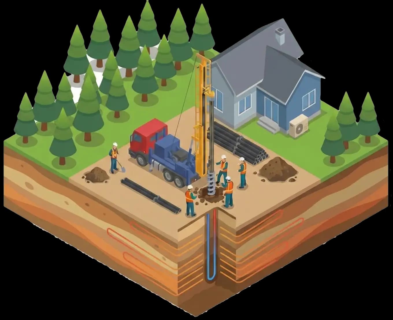 Vŕtanie geotermálneho vrtu pri rodinnom dome